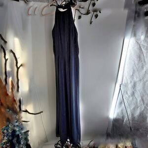 Phoebe halter style jumpsuit navy and gold